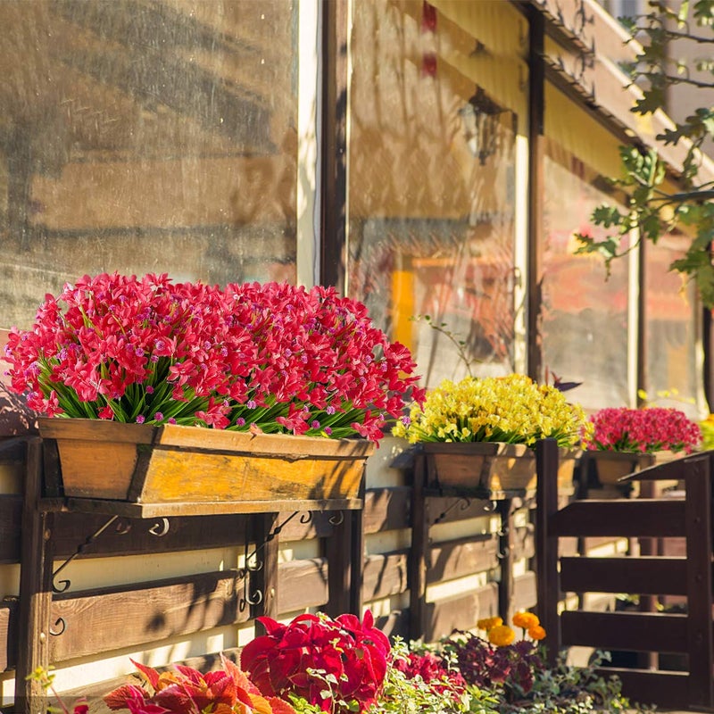 HAPLIA 8 Bundles Artificial Daffodils Flowers Fake Artificial Greenery UV Resistant No Fade Faux Plastic Plants for Wedding Bridle Bouquet Indoor Outdoor Home Garden Kitchen Office Table Vase (Red) - Image 5